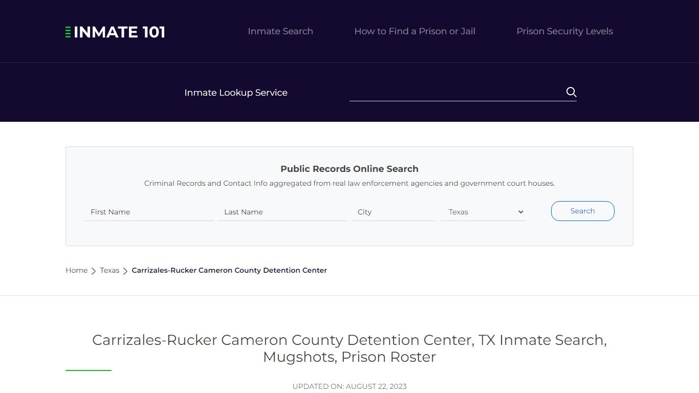 Carrizales-Rucker Cameron County Detention Center, TX Inmate Search ...